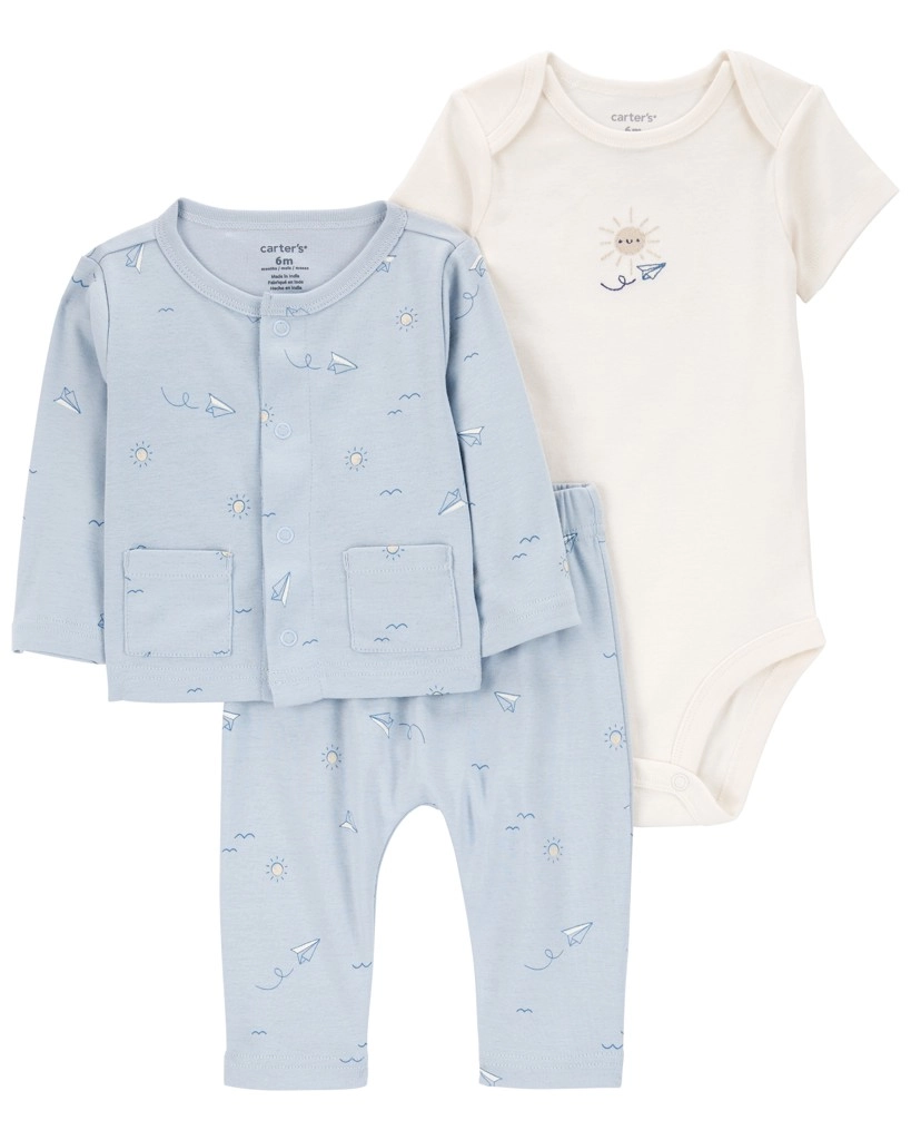 Levně Carter's Set 3dílný mikina body kr. rukáv tepláky Blue Airplane kluk MFL