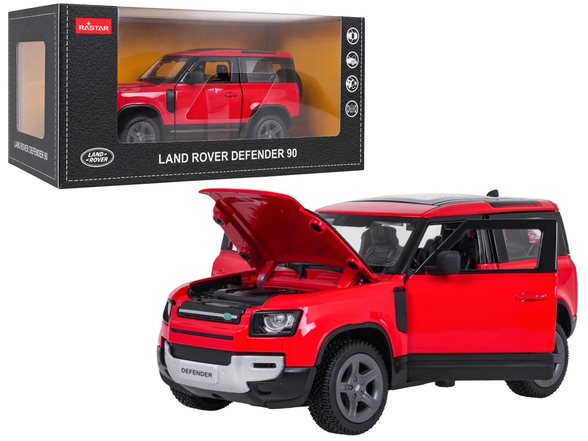Kovový model auta Land Rover Defender 90 1:24 Rastar červený