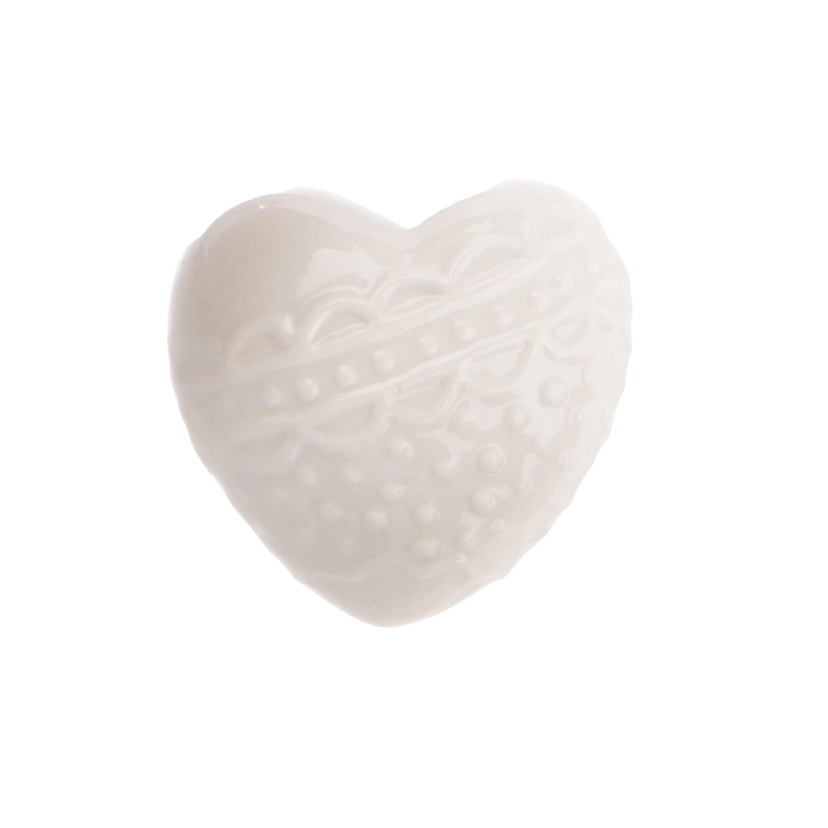 Bílé porcelánové srdce dekorace 6 × 4 × 6 cm