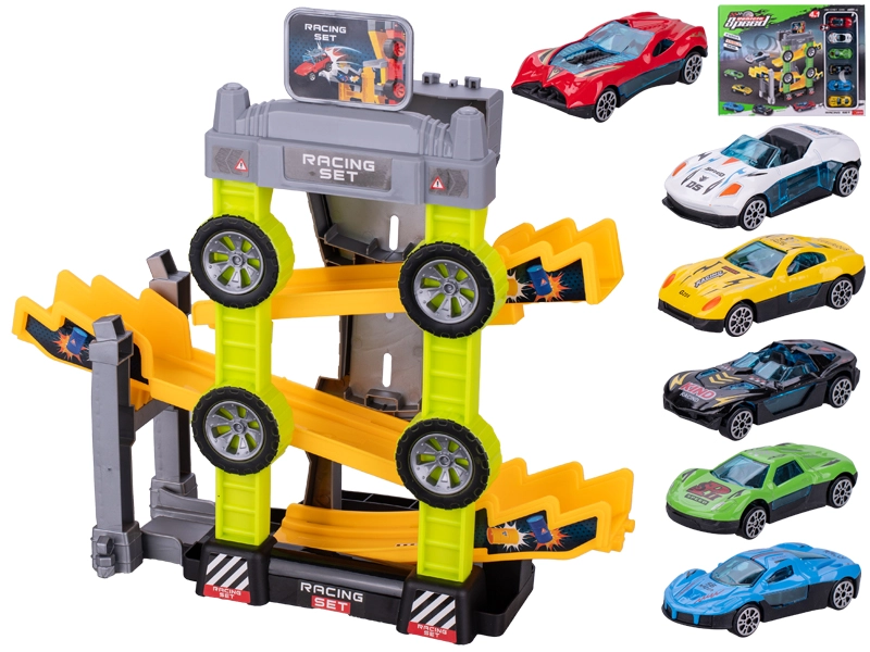 Závodní dráha 4v1 s kovovými autíčky