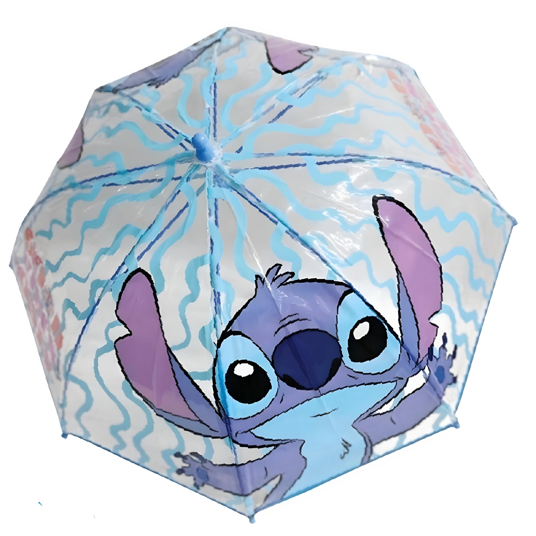 Transparentní dětský deštník Lilo & Stitch světle modrý