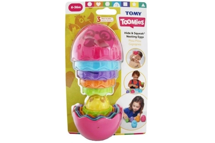 TOMY Toomies matryošková vejce Hide and Squeak růžová