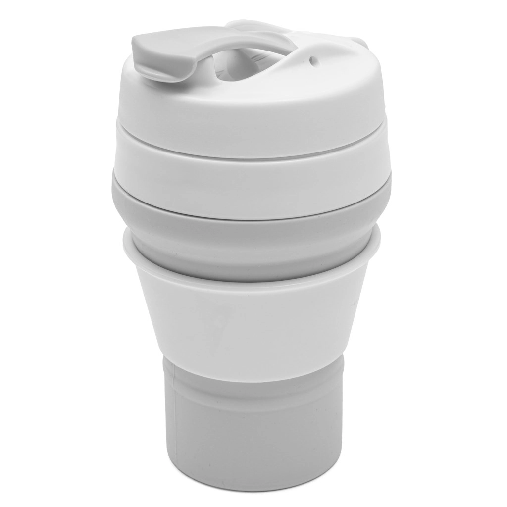 Levně Skládací silikonový kelímek 350 ml 2v1 New Baby – šedý