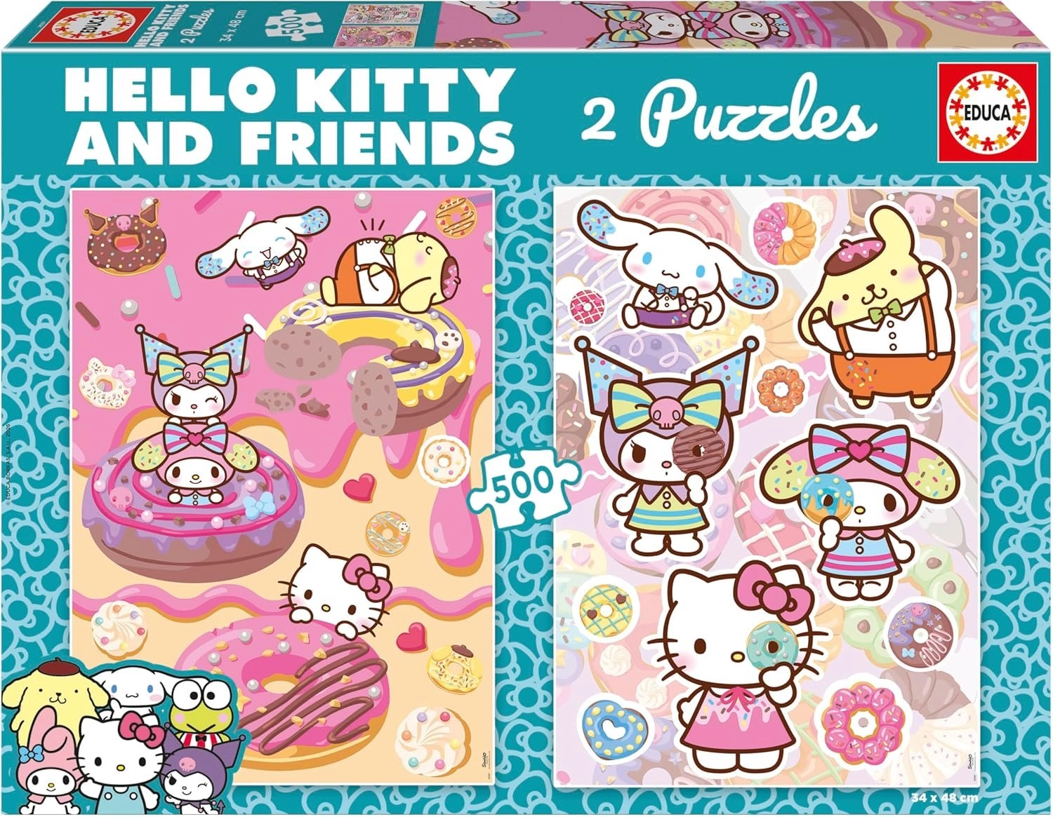 Puzzle EDUCA Hello Kitty a přátelé – Donuty, 2×500 dílků
