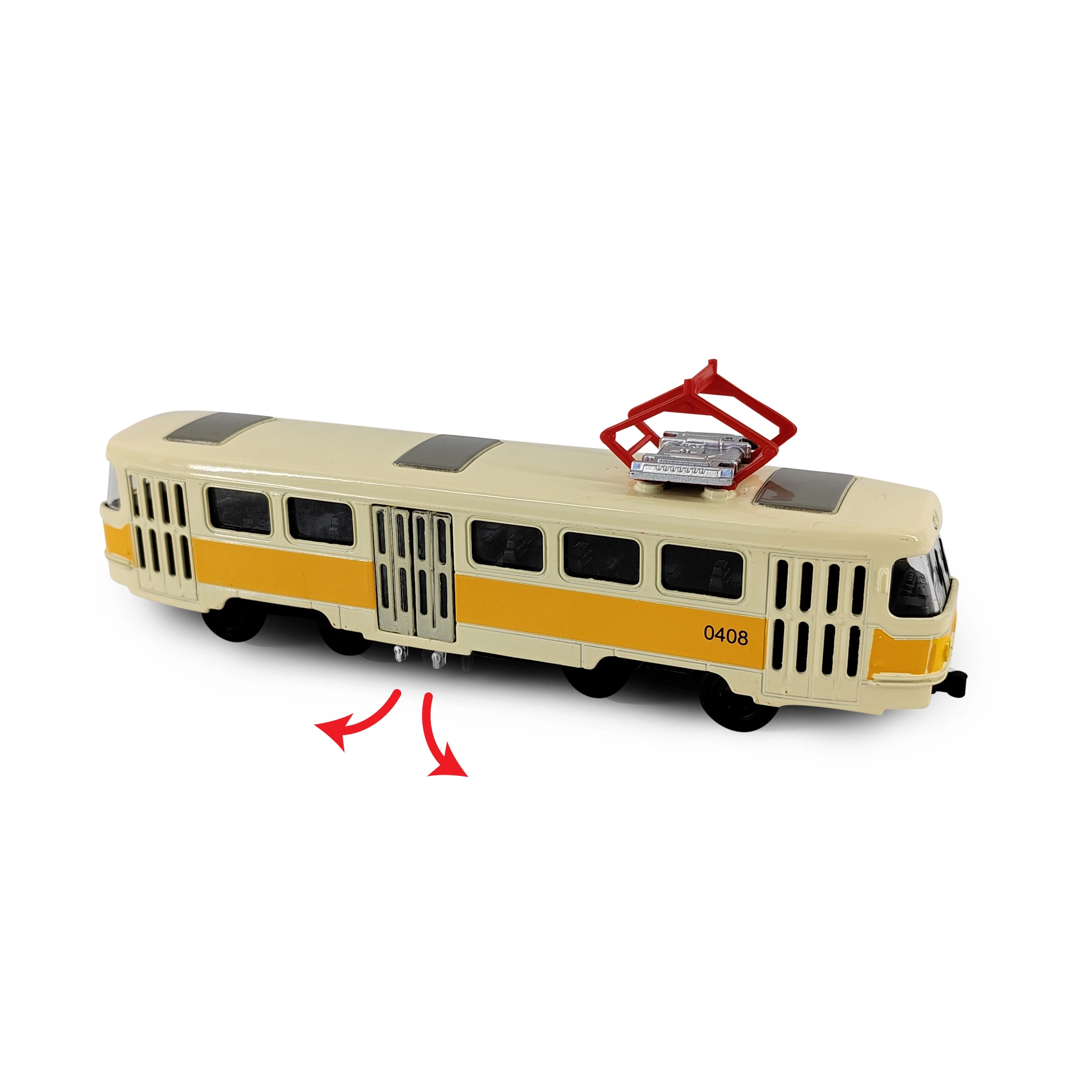 Kovová česká retro tramvaj T3 16 cm se světlem a zvukem