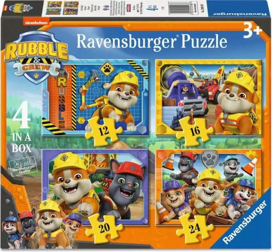 Levně Ravensburger puzzle Tlapková patrola – Rubble a jeho parta 4 v 1 (12–24 dílků)