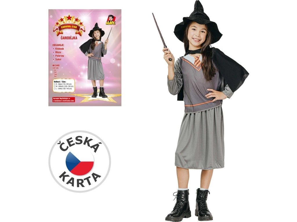 karnevalové šaty čarodějnice pro děti 120–130 cm