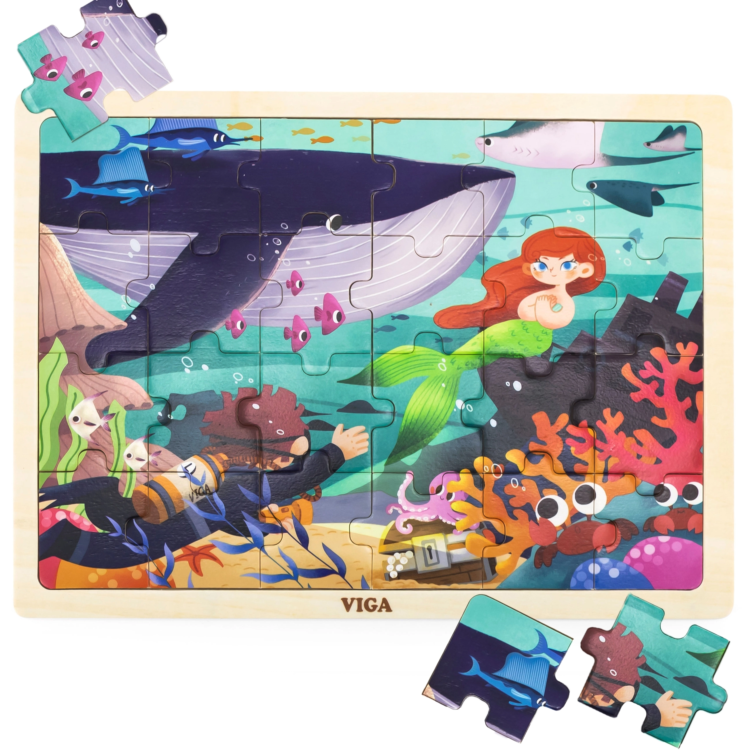Viga dřevěné puzzle tajemství moře