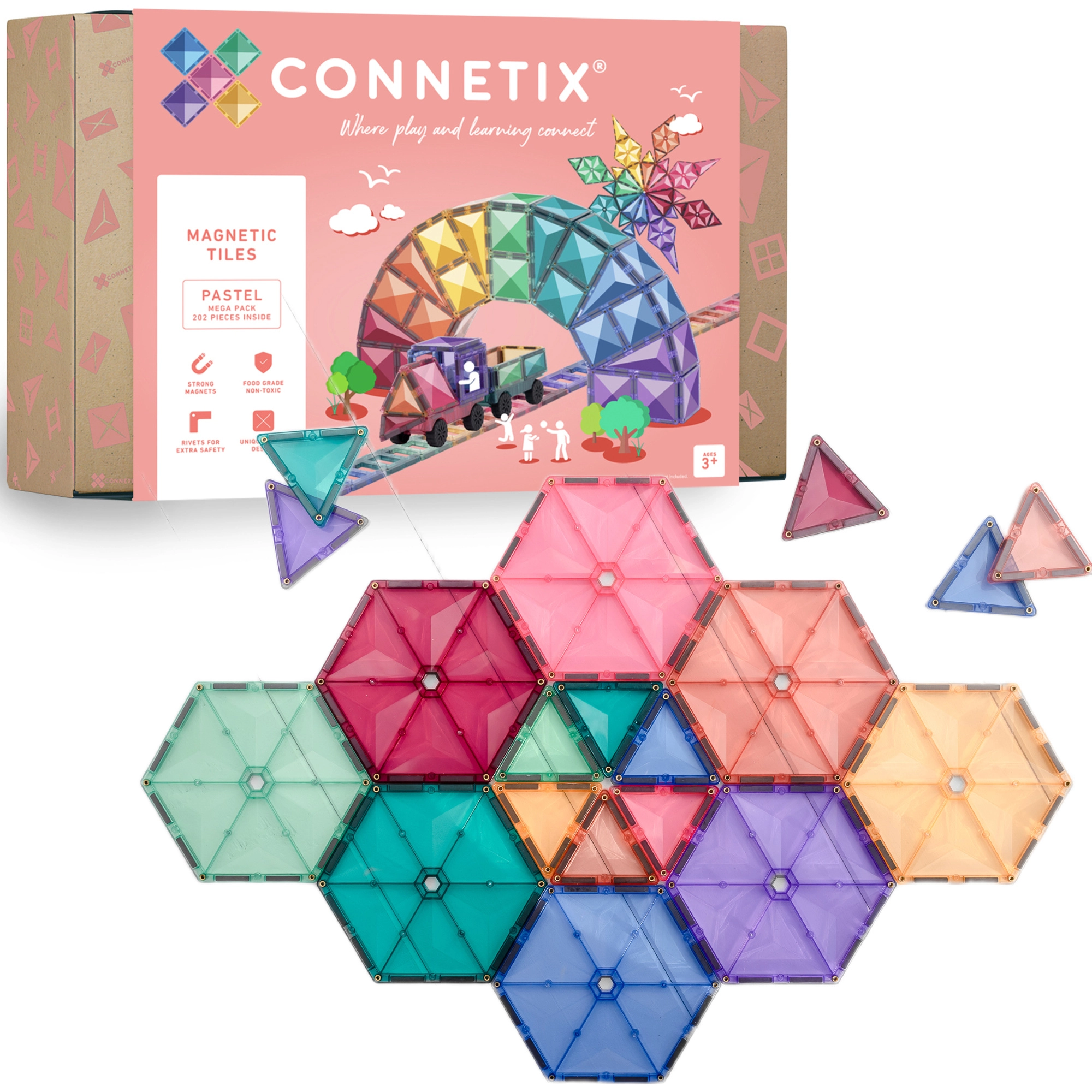 Connetix Pastel Mega Pack magnetické stavebnice 202 dílů