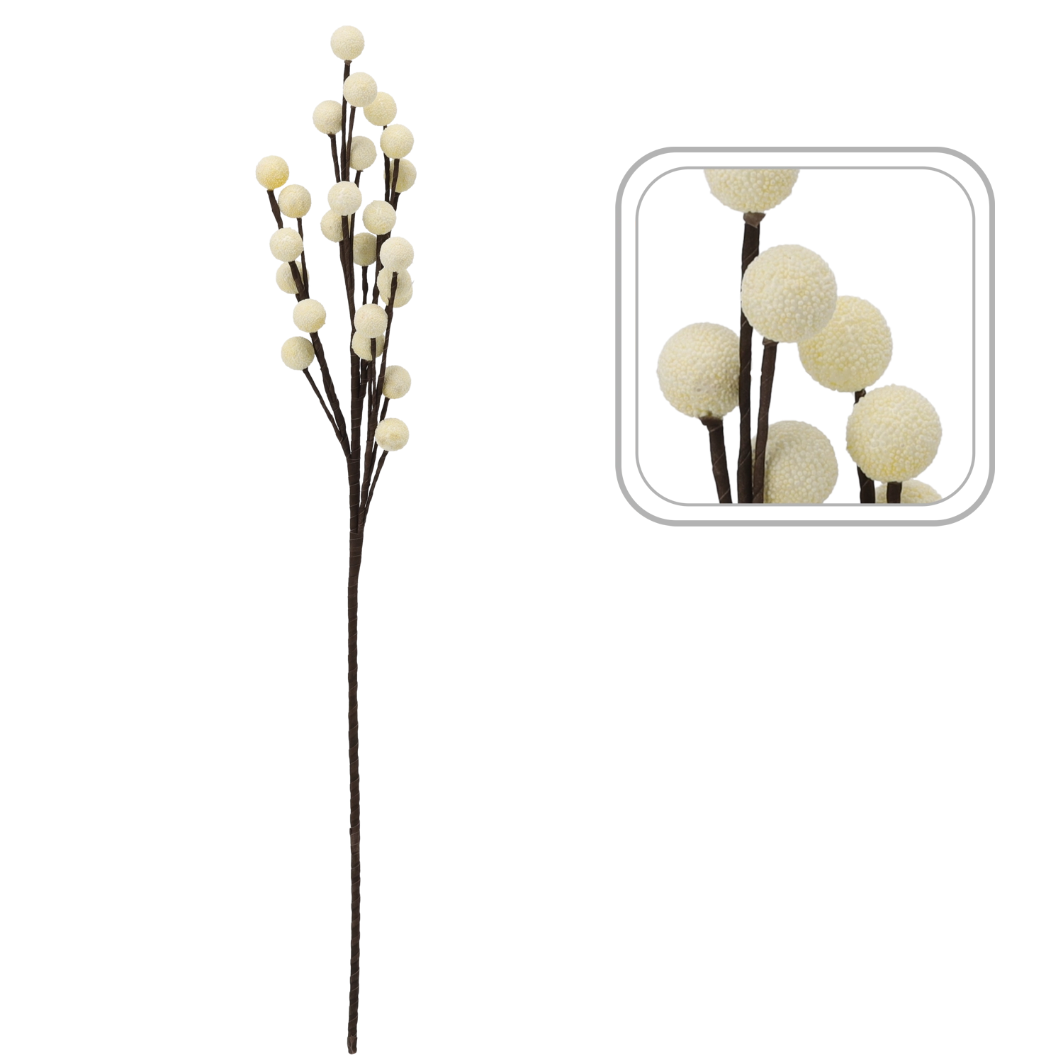 Dekorační tráva s bílými kuličkami 84 cm