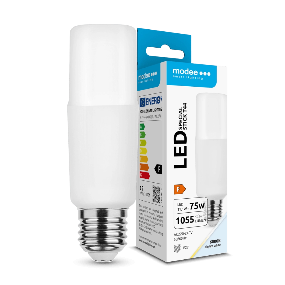 Modee Lighting LED tyčová žárovka E27 11,1 W studená bílá