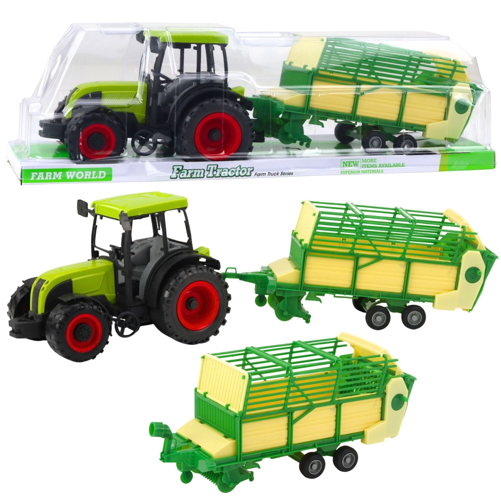 Zelený traktor s přívěsem pro děti 50 cm