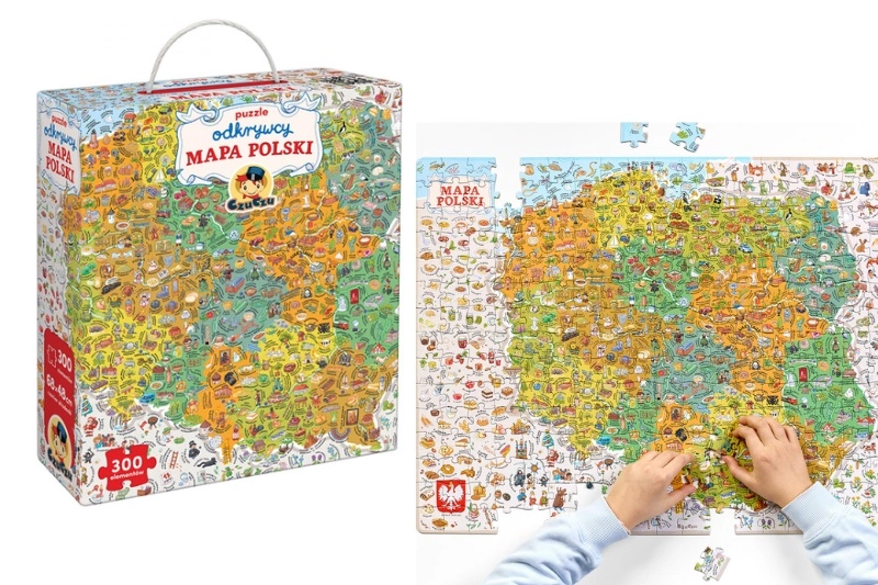 CzuCzu puzzle objevitelů mapa Polska 300 dílků