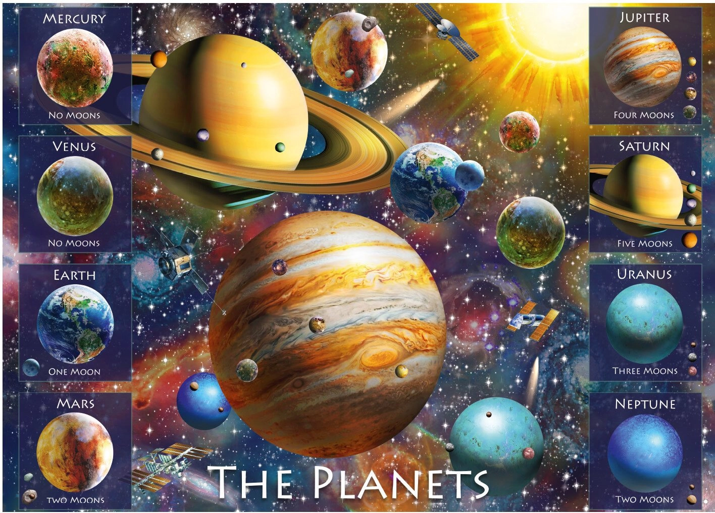 Puzzle DINO Vesmír a osm planet 500 XL dílků