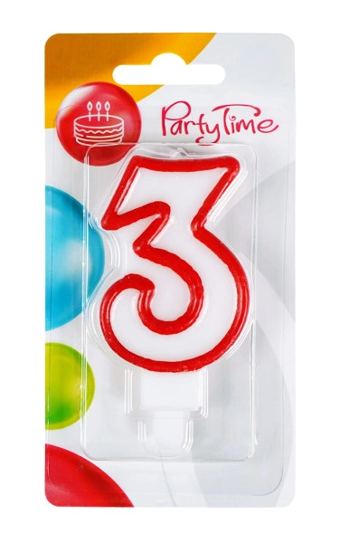 Narozeninová svíčka číslo 3 červená