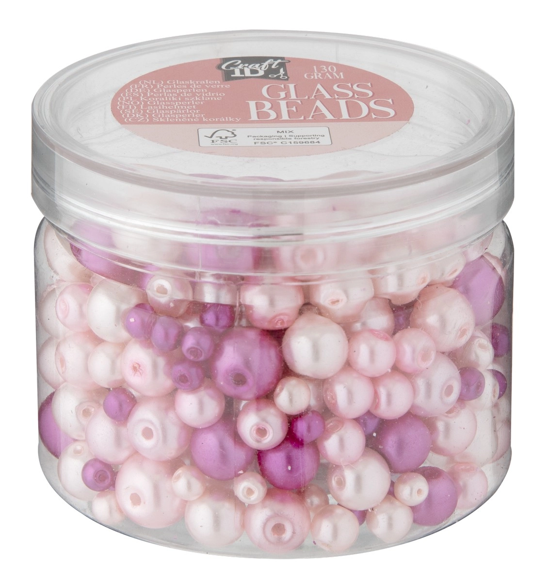 Sada skleněných korálků v růžových odstínech