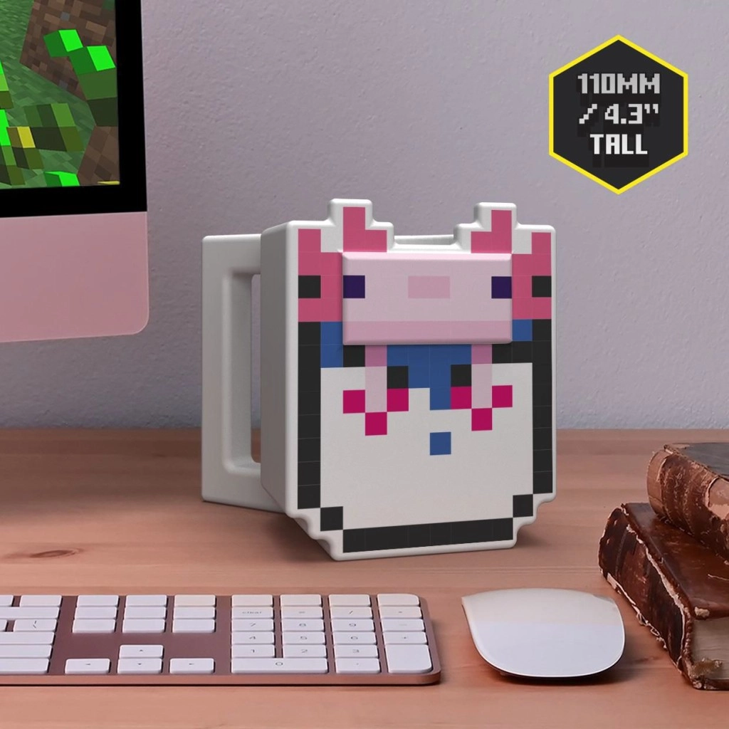 Levně CurePink 3D keramický hrnek Minecraft Axolotl 400 ml