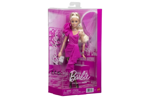 Barbie Deluxe Style modelka v růžových šatech s volánem