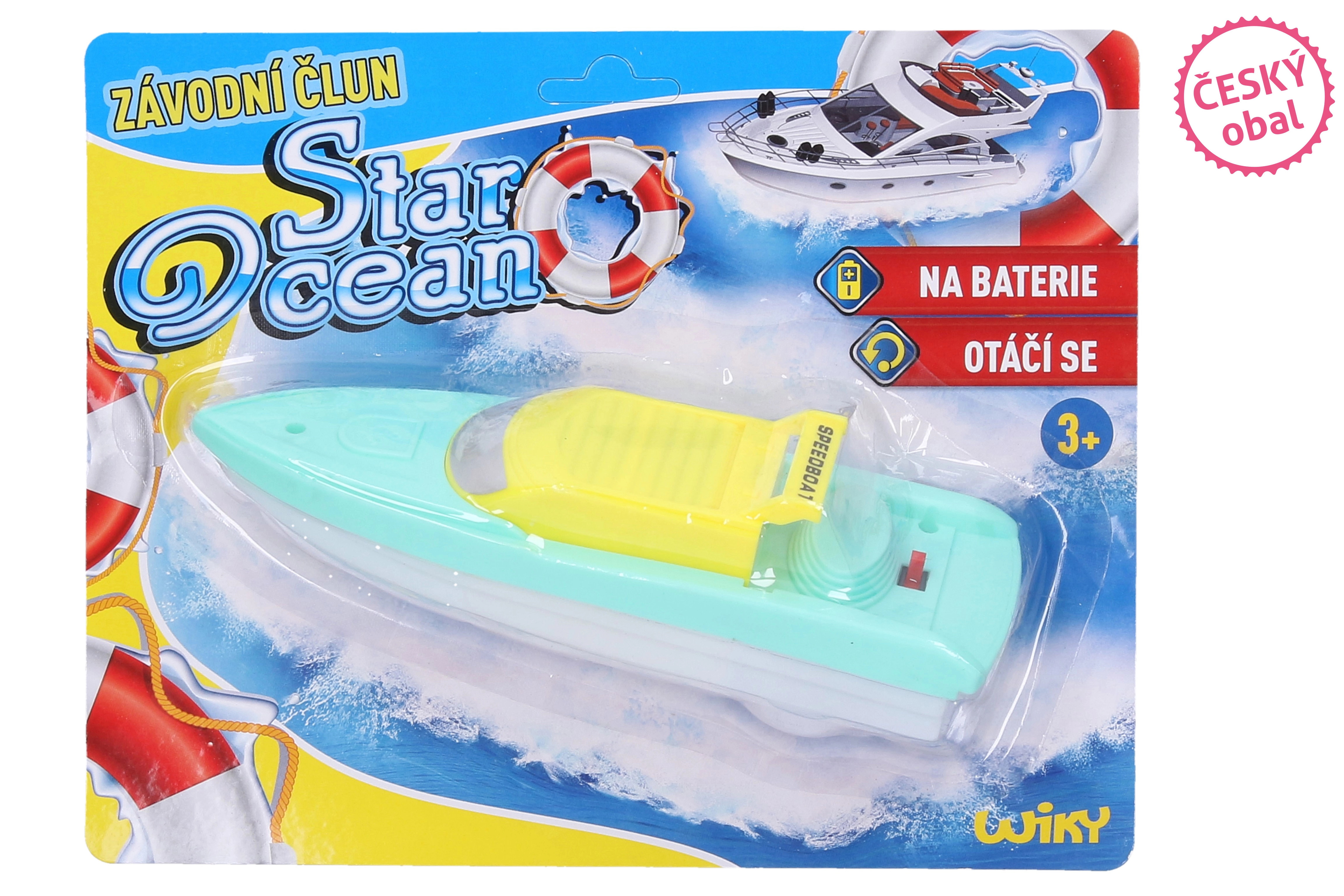 Levně Wiky Loď/člun do vody plast 18cm na baterie na kartě