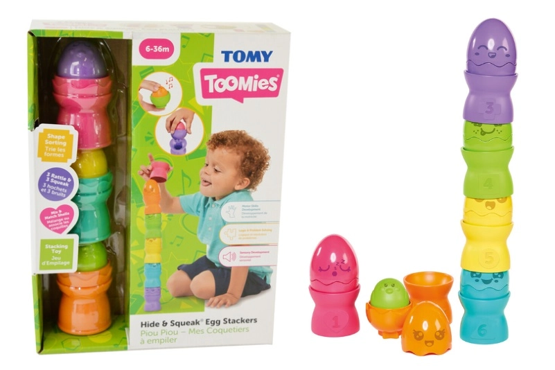 TOMY Toomies skládací pyramida z vajíček hide & squeak