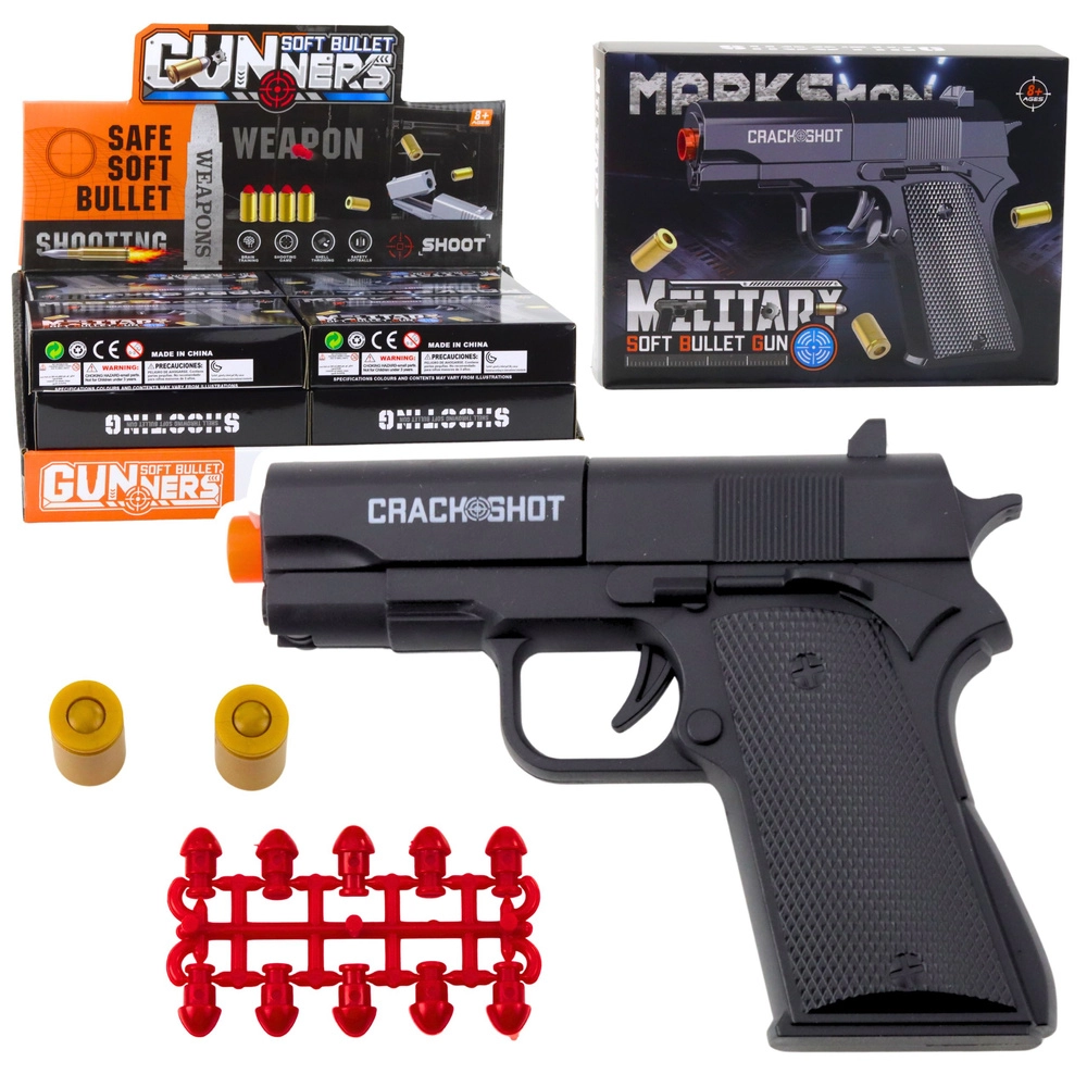 Mini pistole WARFARE na náboje a nábojnice, černá 13,5 cm