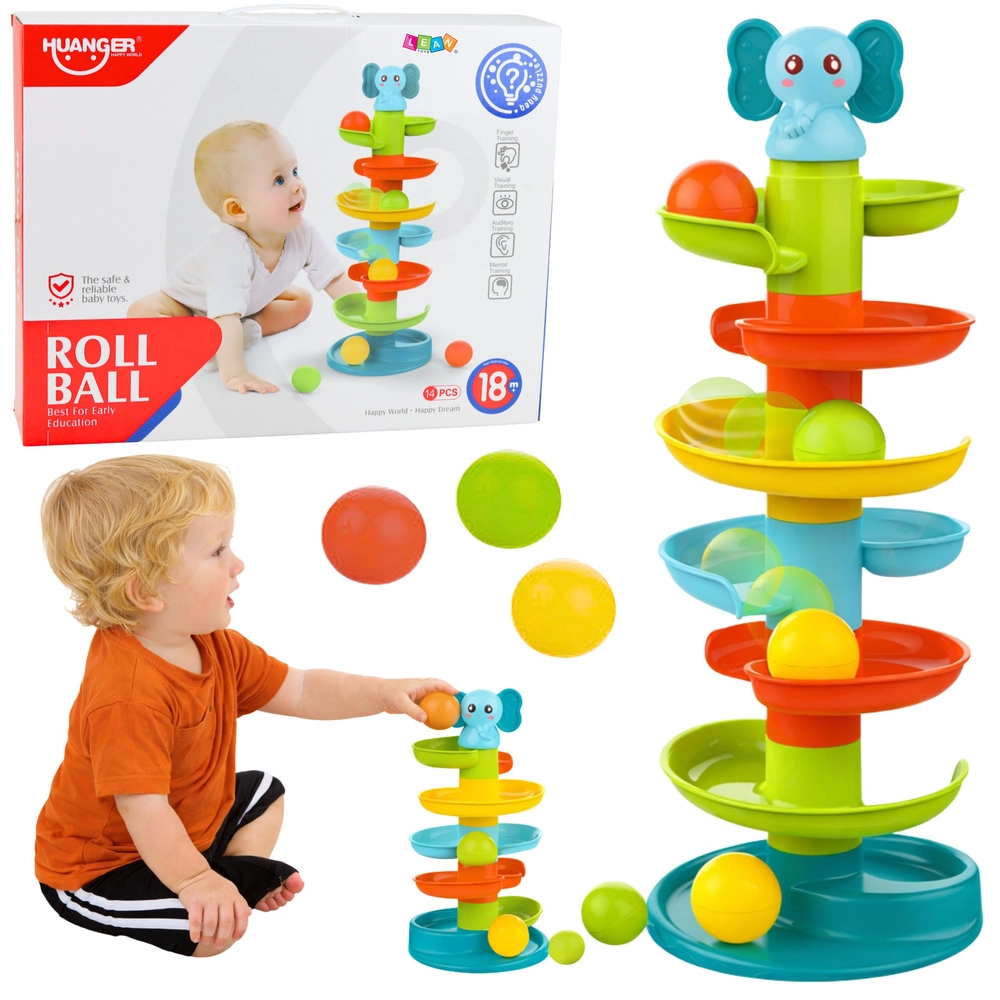 Sensorická věž na kuličky se sloníkem