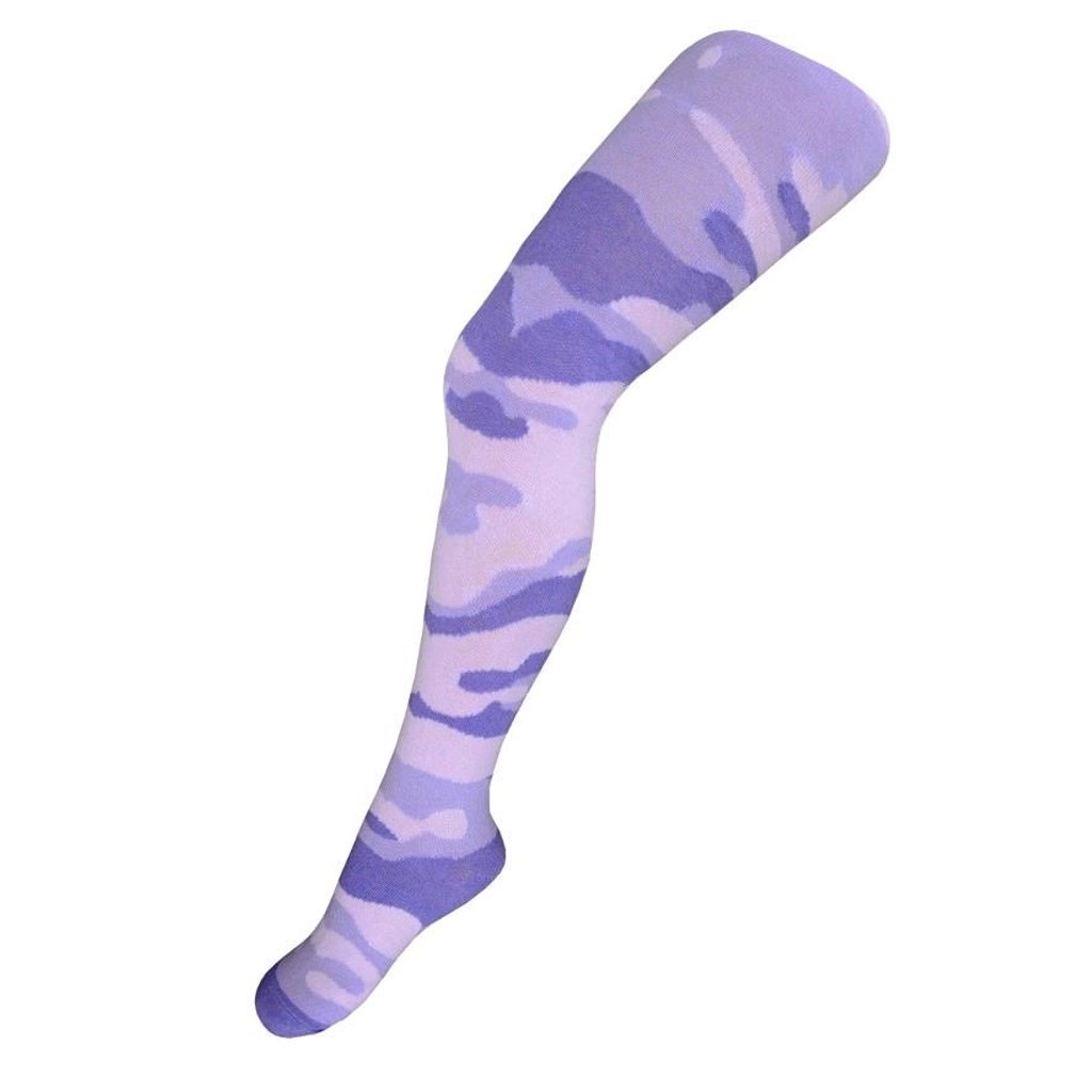 Bavlněné dětské punčocháče s maskáčovým vzorem světle růžovo‑fialové