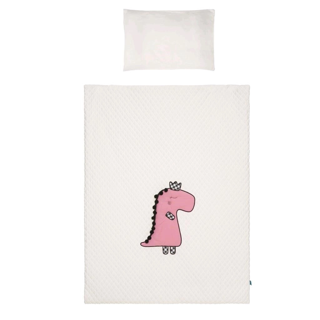 3dílné ložní povlečení do postýlky Belisima dino 3D, 90 × 120 cm, smetanovo-růžové