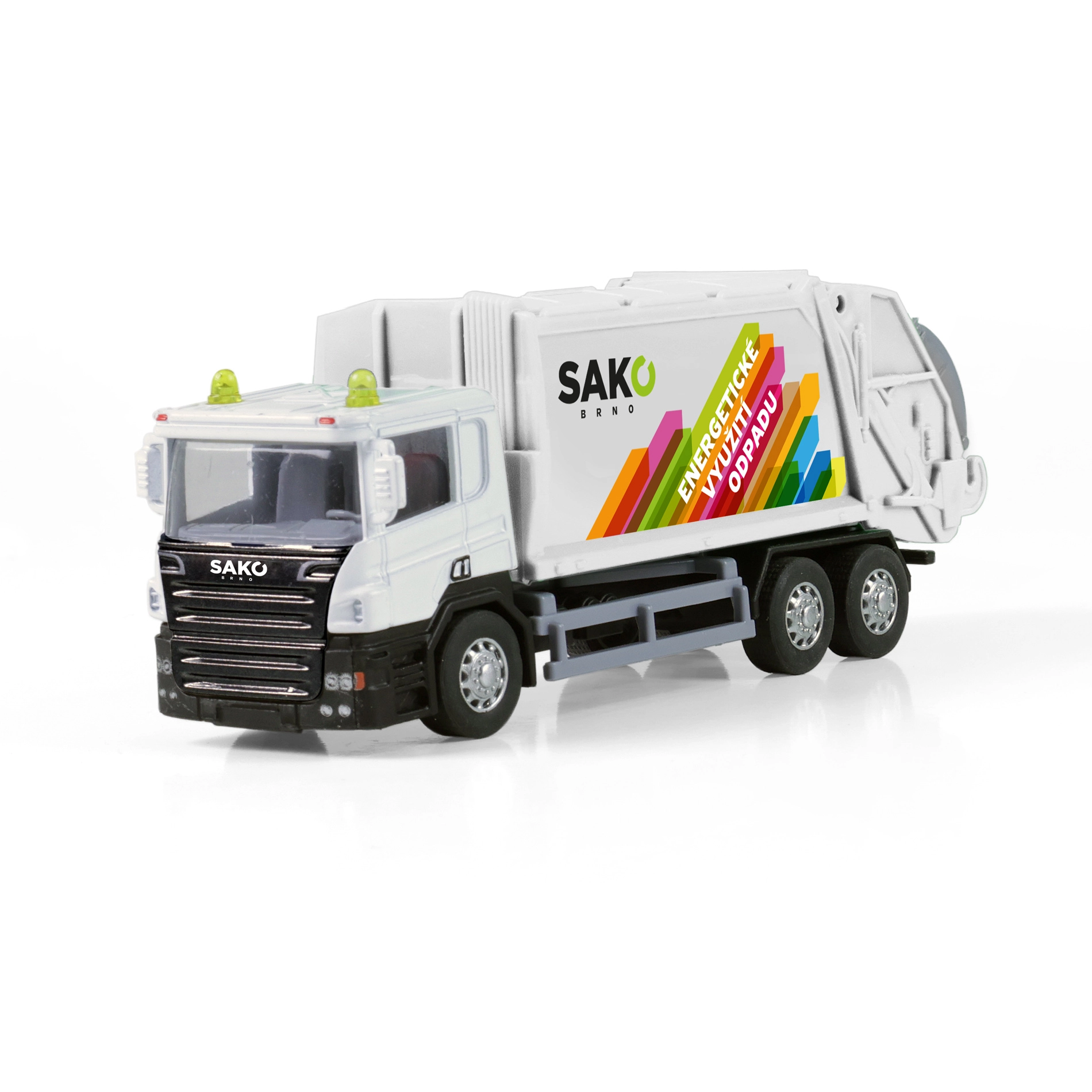 kovové popelářské auto sako 15 cm na zpětný chod