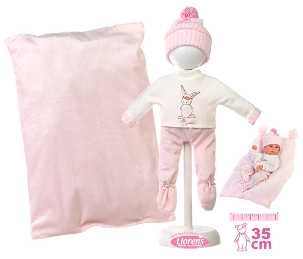 Llorens obleček pro panenku miminko new born 35–36 cm s doplňky
