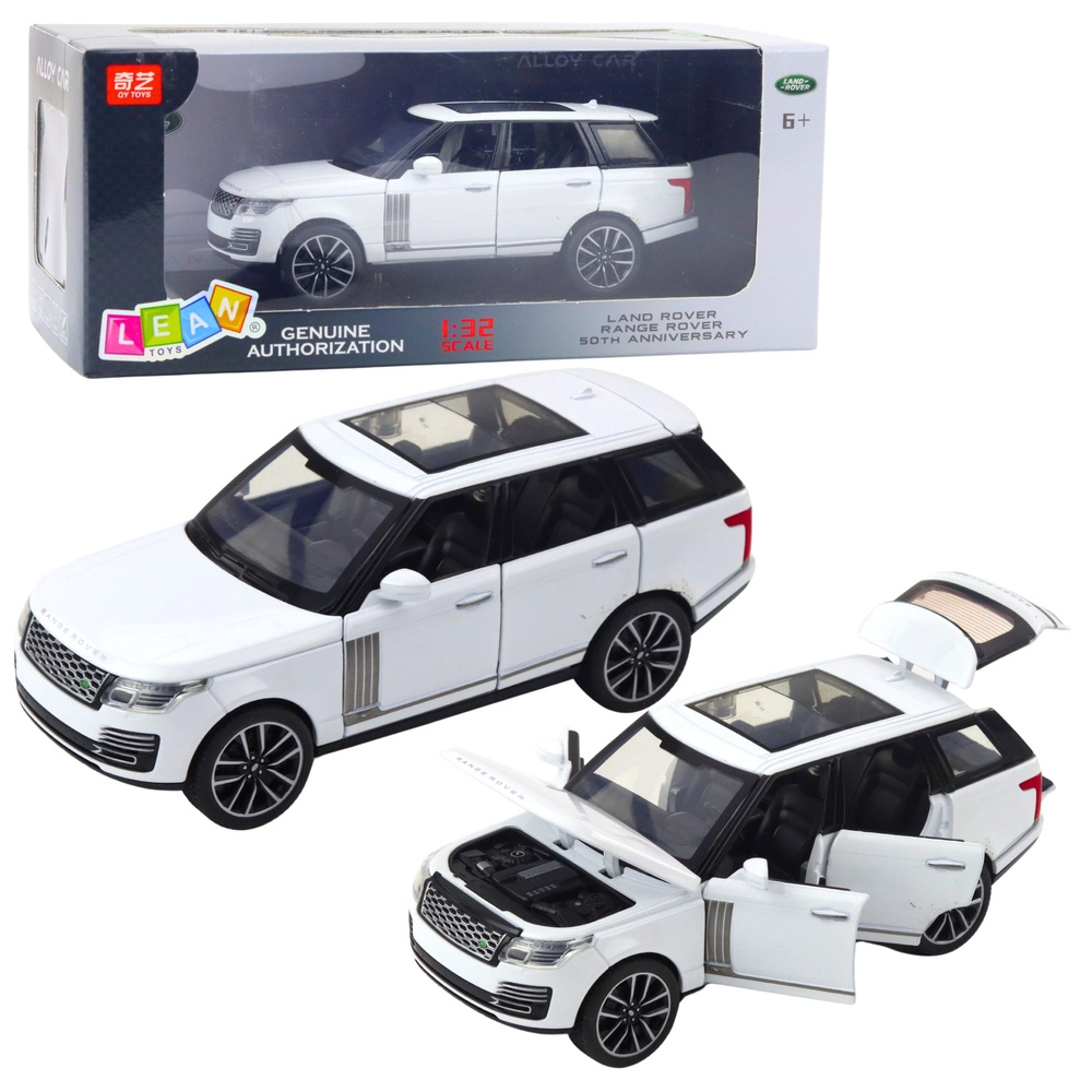 kovový model LAND ROVER Range Rover 1:32 bílý se světly a zvuky