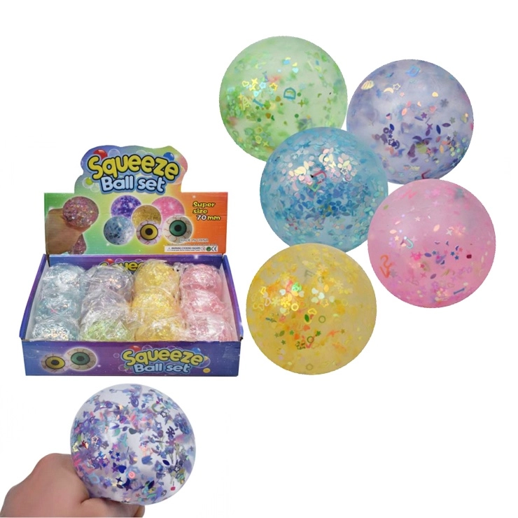 stlačovací glitrový antistresový míček 7 cm