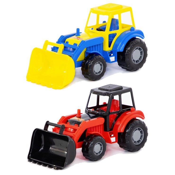 plastový traktor s přední lopatou pro děti