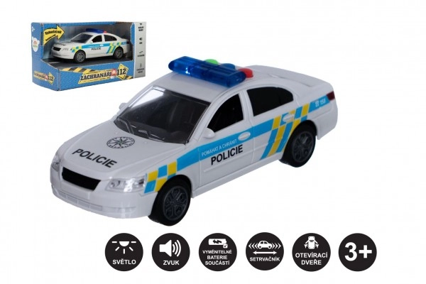 Levně Teddies Auto policie kov/plast 15cm na baterie se světlem se zvukem na zpětné natažení 6 ks v boxu
