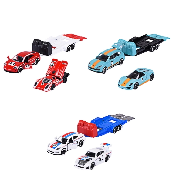 Majorette Porsche s přívěsem 1:64 – sada kovových modelů