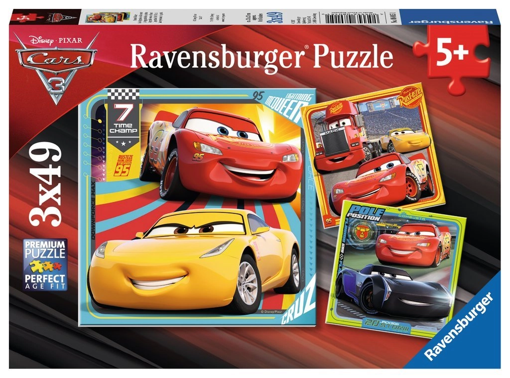 Ravensburger Disney Auta 3: Na závodech 3 x 49 dílků