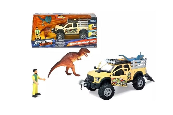 Adventure Force jeep a dinosaurus se světlem a zvukem