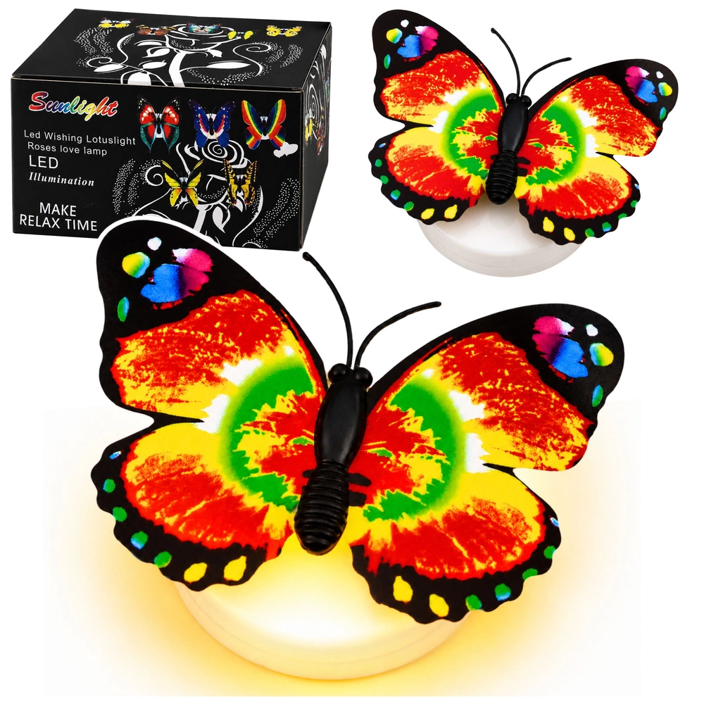 Svítící LED motýlek – samolepicí dekorace 6 × 5 cm