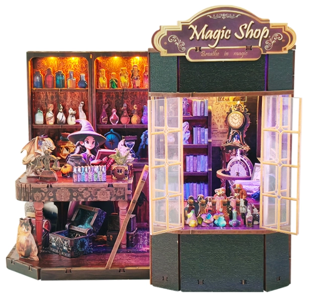 Miniaturní domeček Kouzelný obchod – DIY sada s LED osvětlením