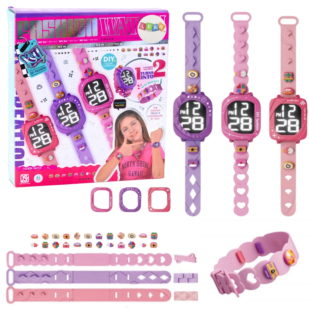 Dětské DIY hodinky s vyměnitelnými pásky a ozdobnými korálky