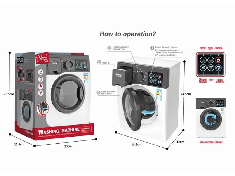 Dětská moderní pračka na baterie