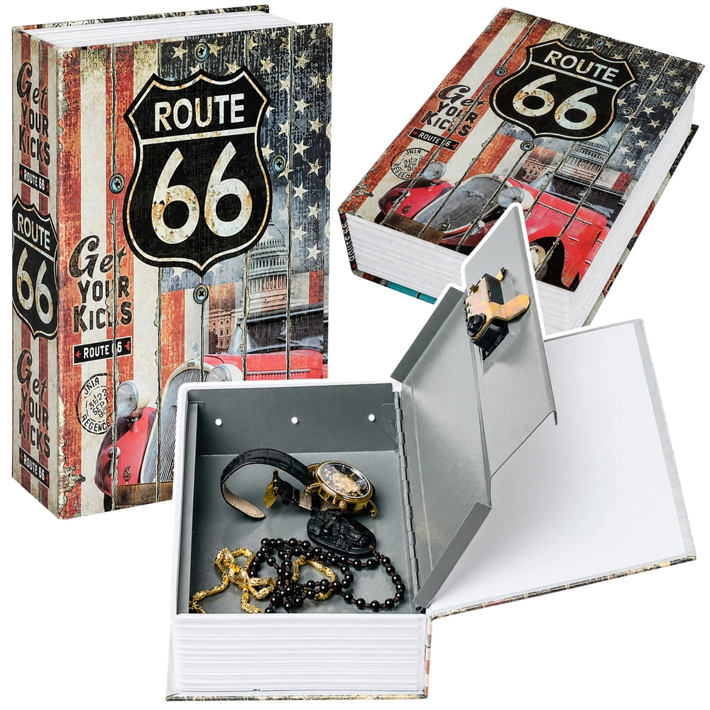 Levně Kniha sejf na klíč s motivem Route 66