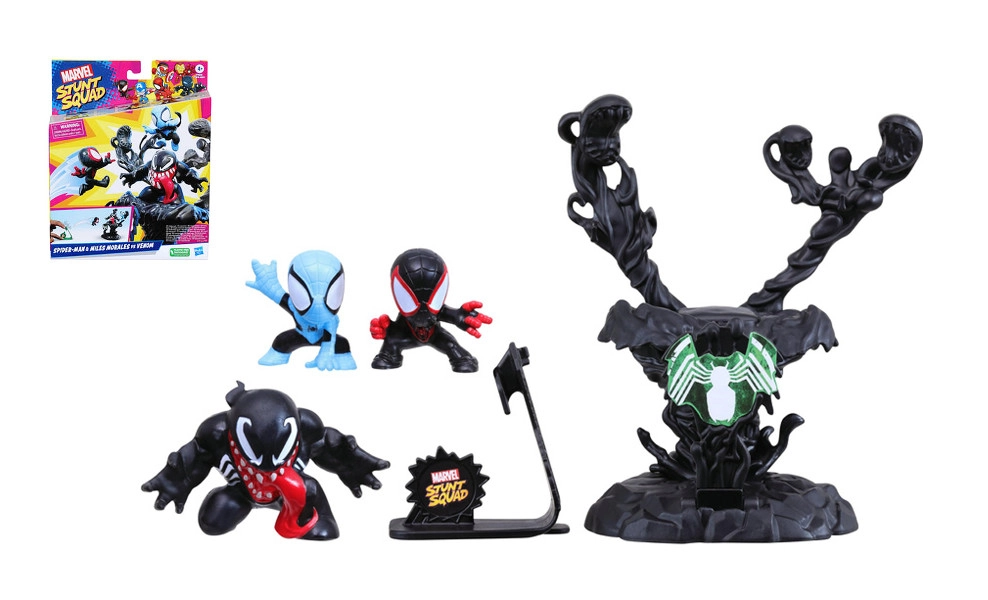 Levně Spider-Man a Miles Morales vs Venom – gumové figurky s vystřelovačem