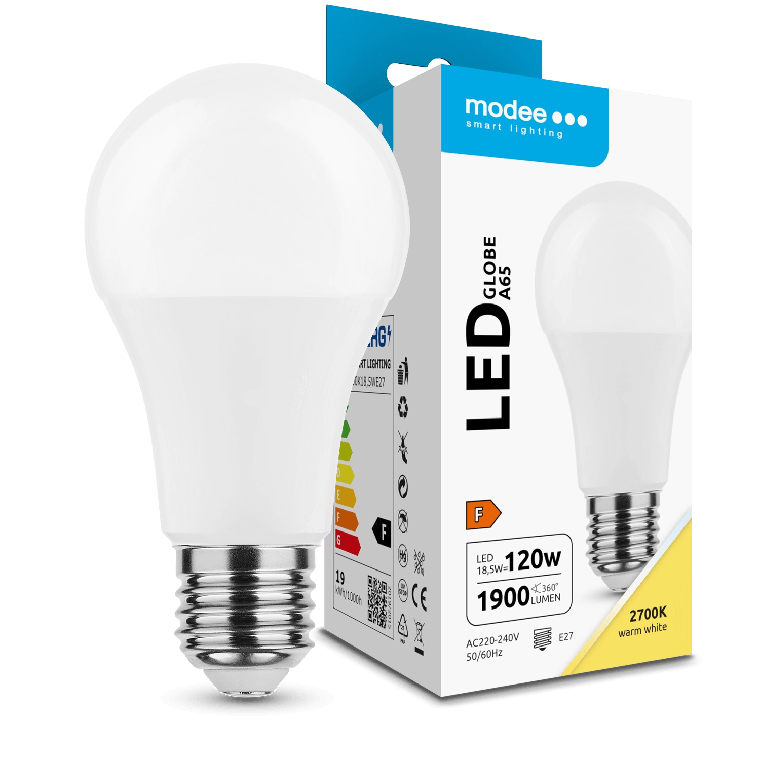 Modee E27 18,5W A65 LED teplá 2700K