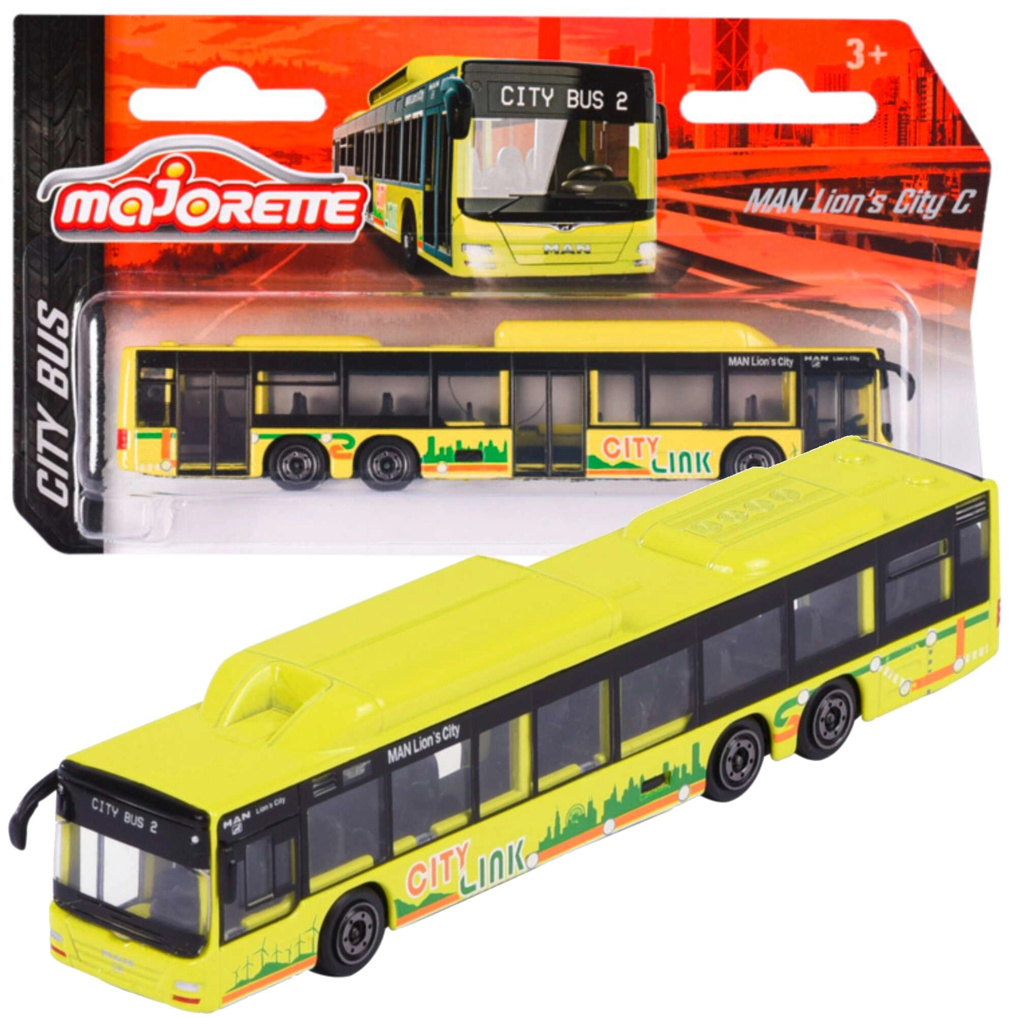 Městský autobus MAN Lion's City C žlutý – model Majorette
