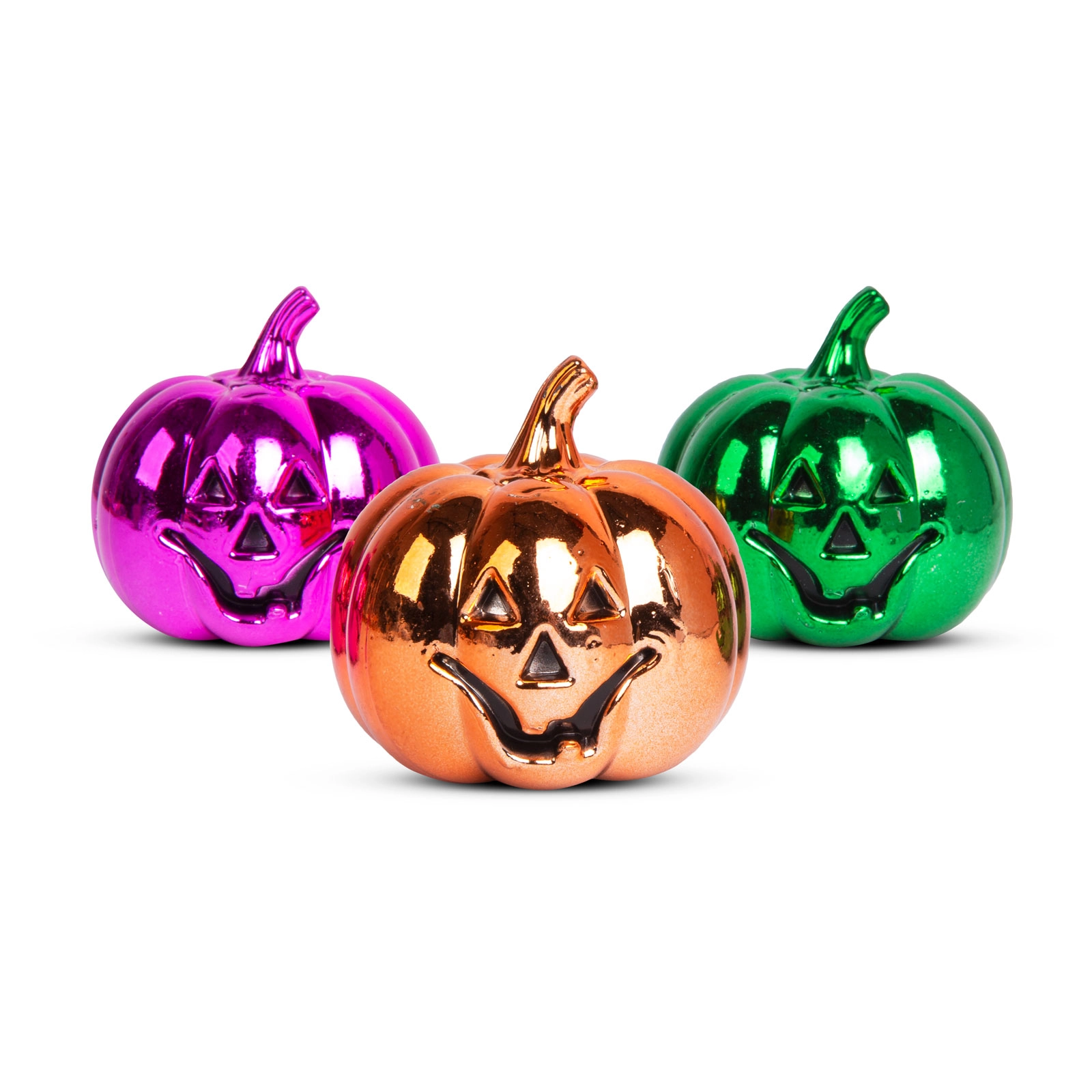 Halloweenská lesklá dekorace dýně, 6 cm, 3 ks