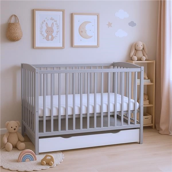 Dětská postýlka se zásuvkou NEW BABY Lilly šedá