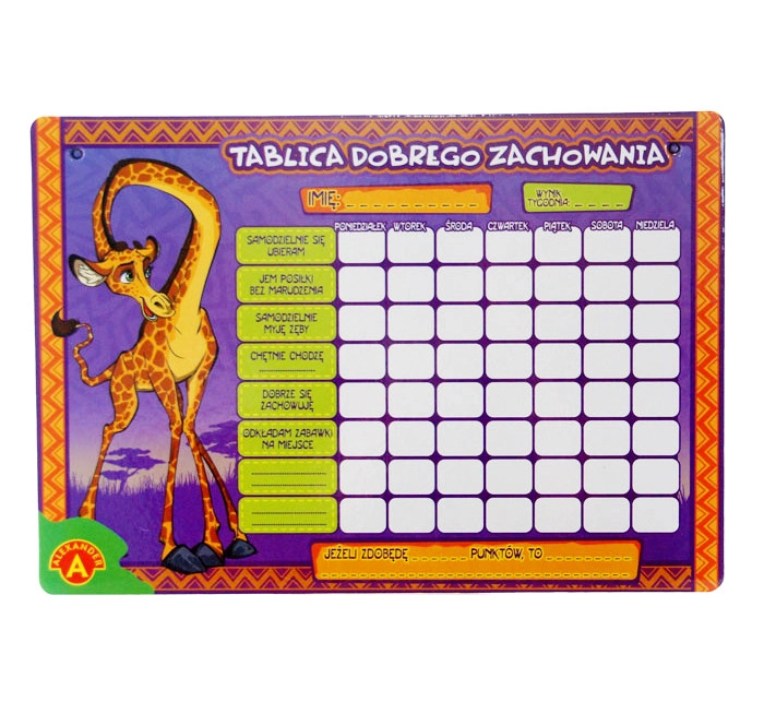 Tabulka dobrého chování – malá, suchostíratelná