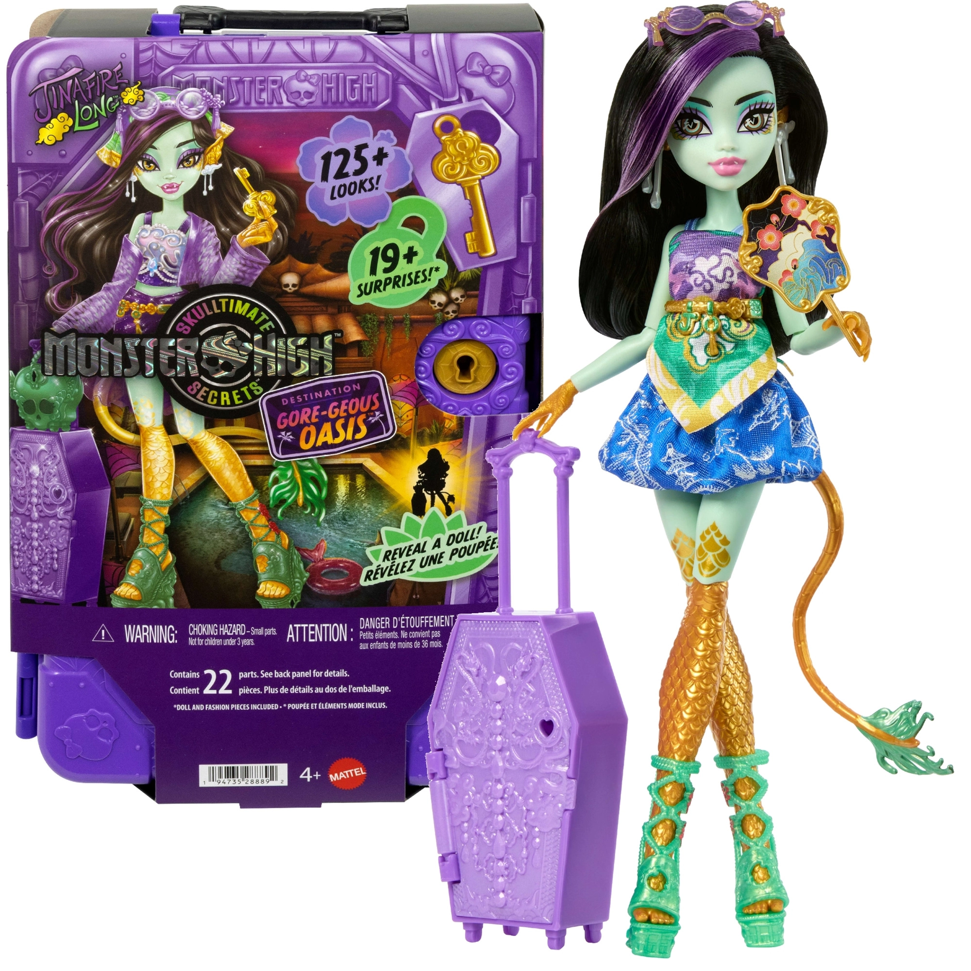 monster high jinafire long cestovní set s překvapeními 28 cm