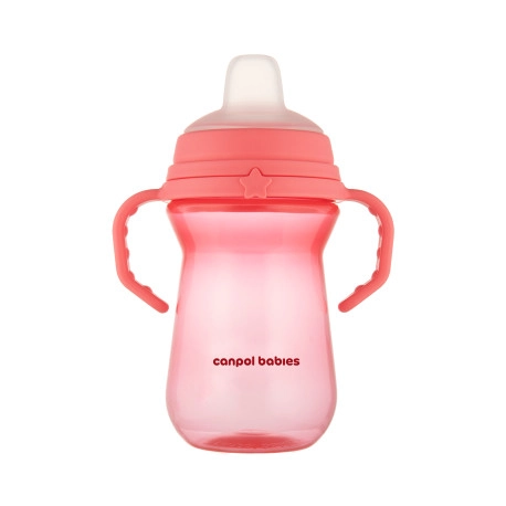 canpol babies hrneček se silikonovým pítkem FirstCup 250 ml – Růžový